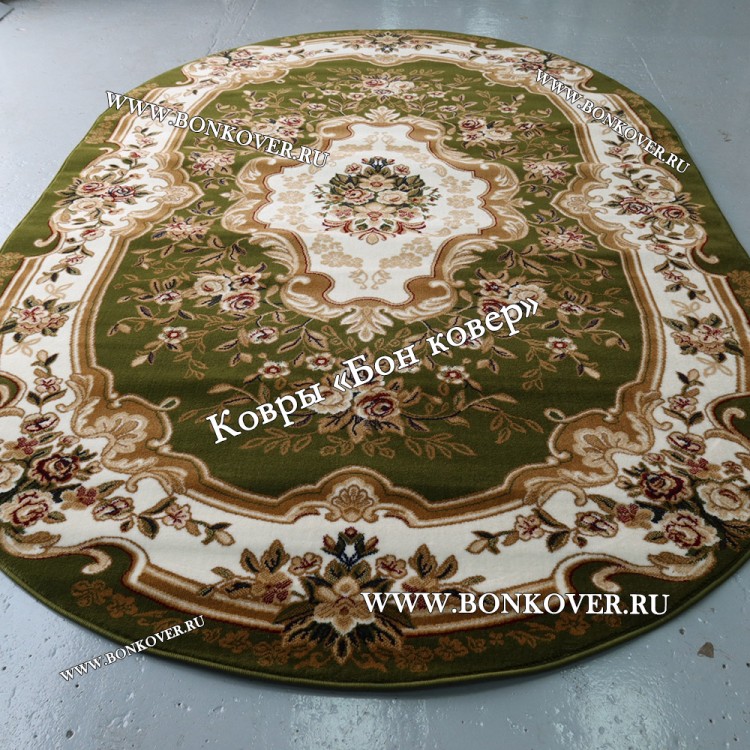 РОССИЙСКИЙ ЖАККАРДОВЫЙ КОВЕР МЕДАЛЬОН ЗЕЛЕНЫЙ ОВАЛЬНЫЙ