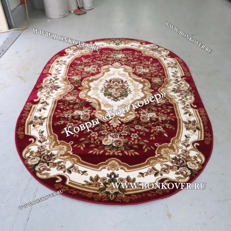 РОССИЙСКИЙ ЖАККАРДОВЫЙ КОВЕР МЕДАЛЬОН КРАСНЫЙ ОВАЛЬНЫЙ
