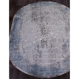 Турецкий Ковер Для Гостиной Дизайн 31 Синий с Серым Овальный